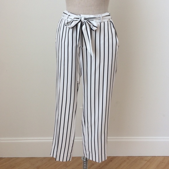Banana Republic Factory Pants - BR Black & Cream Stripe Avery Pant